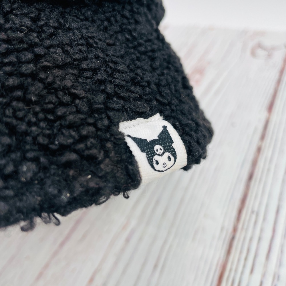 Kuromi Sanrio Bioworld Black Sherpa Faux Fur Bucket Hat with Ears SIL-34706 OSFM - Picture 2 of 8